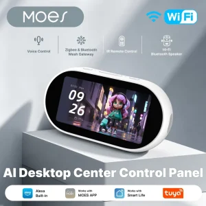 Tuya Desktop Screen AI Centeral Control Panel HiFi Speaker Alexa Built-in Voice Control Zigbee Mesh Hub IR Control MOES