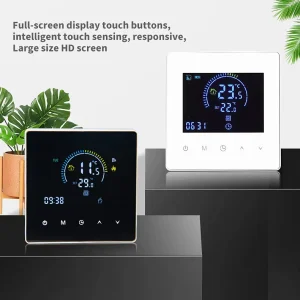 Tuya Enabled Programmable Smart Thermostat Wide Voltage Touch Panel Humidity Detection for Electric Heating Gas Boiler System