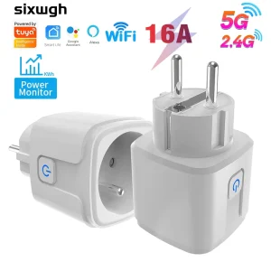 Tuya FR Plug 16A Adapter 2.4G / 5G WIFI 6 Smart Socket with Power Monitor/Smart Outlet Control Voice Google Home Alexa