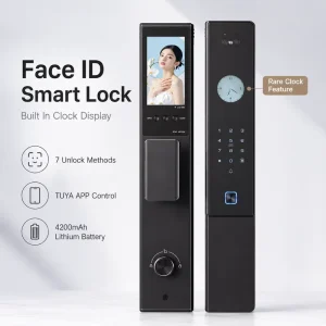 Tuya Face Recognition Palm Vein Fingerprint Smart Door Lock Built in Clock Password Card Key App Unlock Security Lock