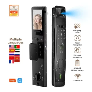 Tuya Fully Automatic Smart Lock Memory Card Support Aluminum Compatible Wi Fi Enabled Active Talk 3D Face Recognition IP65