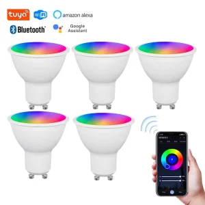 Tuya GU10 Smart Bulb 5W LED GU10 RGB 3CCT WiFi Dimmable Warm White GU10 Smart Spotlight