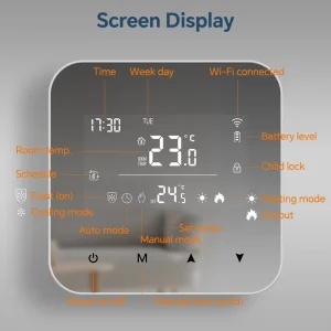 Tuya Gateway Zigbee Boiler Thermostat Mirror Panel Dry Contact Battery USB Child Lock Anti frost Heating Control
