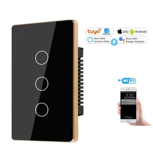 Tuya New Gold Frame WIFI BLU Wall Light Touch Switches AU US VN Thailand Waterproof Voice Control Alexa Google Smart Home System