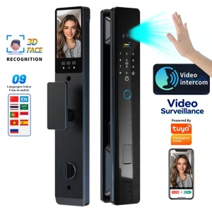 Tuya Palm Smart Door Lock Rfid IC Card Wifi Camera Video Call Security Door Lock Front Door Electric Fingerprint Lock