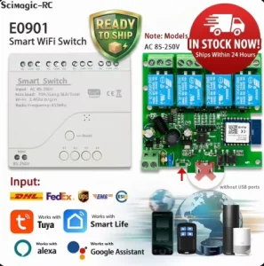 Tuya Relay 4CH Smart Home Switch Motor Dry Contacts Module 85 250V RF 433 Radio Remote Control Work With Alexa Google Home