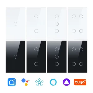 Tuya Smart 1 2 3 4 GANG Wall Switch Wifi+RF+BLE Glass Touch Panel Light Switch US Standard Supports App Remote Control 220V