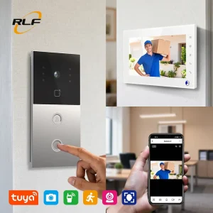 Tuya Smart App Controlled 1080P Waterproof Wired Video Door Phone F2+V7 Kit 1 Set Villa Home Security System 7 Inch Touch Screen