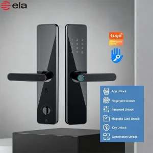 Tuya Smart Door Lock Fingerprint Password Emergency Rfid Key Unlock Digital WiFi Door Lock for Smart Home Office Bedroom Hotel