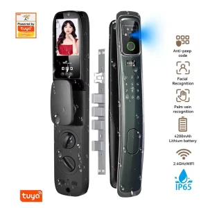 Tuya Smart Door Lock for Wood 3D Face Recognition Memory Card Wi Fi Aluminium Alloy IP65 Waterproof Multi Unlock 4200mAh Battery