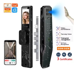 Tuya Smart Door Lock for Wooden Steel Doors Aluminum Alloy IP65 Waterproof WiFi Memory Card Cloud Storage Large capacity User