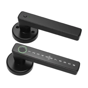 Tuya Smart Fingerprint Door Handle, BLE Keyless Entry Bedroom Lock, 1:1 Ball Lock Replacement for Apartment & Airbnb