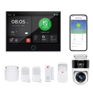Tuya Smart Home 4G+Wifi Alarm System 7 Inch Screen 433Mhz FSK Portable Burglar Security Camera System for Home