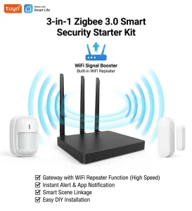 Tuya Smart Home Alarm System Kit Zigbee 3.0 Gateway Hub with WiFi Repeater Door PIR Sensor