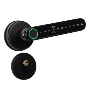 Tuya Smart Home Electric Handle Lock Biometric Fingerprint & Huella Digital Key & Wood Door Compatible Cerradura Inteligente