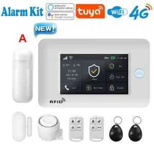 Tuya Smart Home Security Alarm System Touchscreen 4G WiFi 433MHz ABS Supports Alexa Smart Life App Control PIR Motion Sensor SOS