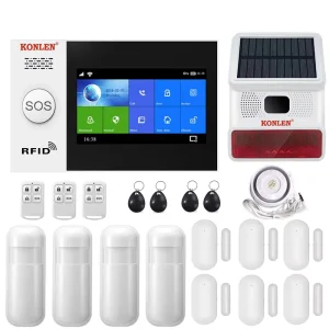 Tuya Smart Home Security Alarm System WIFI 4G Touch Screen GSM Burglar Panel Hub Wireless Kit with Solar Siren Smart Life Camera
