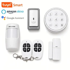 Tuya Smart Home Security System 5 Piece WiFi Wireless Alarm Kit Indoor Battery Sensors Self Monitoring Burglar