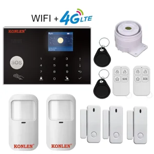 Tuya Smart Home Security System ABS Material Wireless Alarm Kit 4G WIFI GSM Motion Sensor 50 100m Detection Works Google Alexa