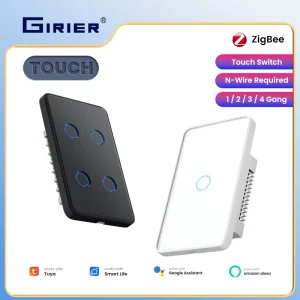 Tuya Smart Home Touch Electrical Switch APP Remote Control Tempered Glass US ZigBee Wall Switch
