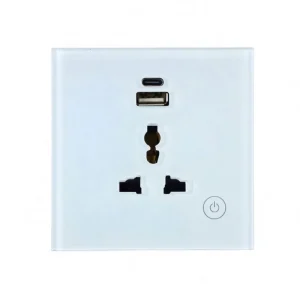 Tuya Smart Home Wall Socket 16A Switch USB A USB C Ports Alexa Google Voice Control Universal Plug Glass Material Wi Fi Enabled