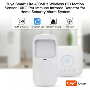 Tuya Smart Life 433MHz Wireless PIR Motion Sensor 10KG Pet Immune for Home Automation & Security with App Alarm