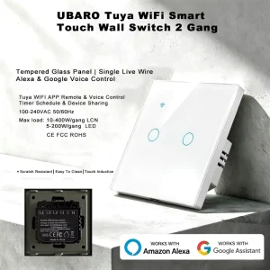 Tuya Smart Life APP WiFi Touch Wall Switch Single Live Wire Iron Frame Alexa Google Assistant Yandex Alice Timer EU Light Switch