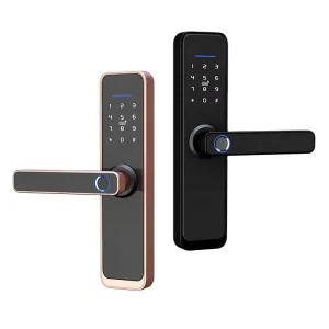 Tuya Smart Life App-Controlled Wooden Door Lock with Fingerprint & Password Unlock WiFi Network Cloud Data Storage Option