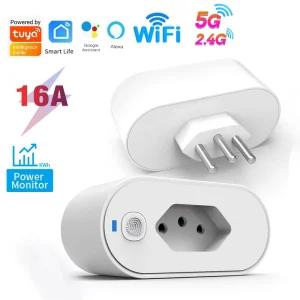 Tuya Smart Life Brazil Plug 5G WIFI 6 Smart Socket with Power Monitor with Voice Control Google Home Alexa