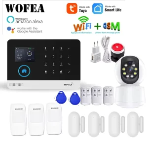 Tuya Smart Life Touch Keyboard WIFI 4G Alarm System GSM Home Burglar Security 433MHz 99 Wireless Zone APP Control