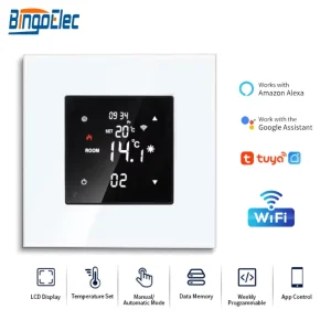 Tuya Smart Life WiFi Thermostat Touch LCD Temperature Controller Timing Heating Thermostat for Home Hotel