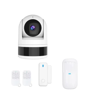 Tuya Smart Security Home Indoor 4MP Wifi Ptz Camera Alarm System With Door Sensors PIR Sensor Works With Alexa Alarm Kit