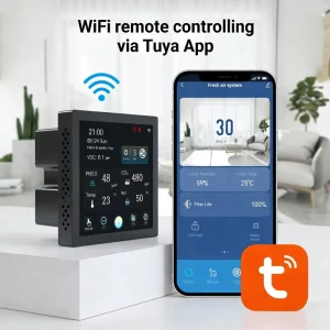 Tuya Smart Thermostat Wifi App Remote Control Fresh Air System Color Screen Indoo Recuperator HVAC Ventilation System Controller