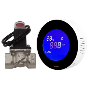 Tuya Smart WIFI LPG Natural Gas Leak Detector with Electric Solenoid Valve Automatic Shut Off Alarm Sensor