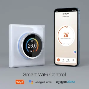 Tuya Smart WiFi 1.4inch TFT Knob Thermostat for Electric Floor Heating Water Heating Gas Boiler Control with Rotary Knob
