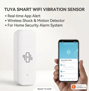 Tuya Smart WiFi ABS Portable Vibration Sensor Wireless Shock & Motion Detector Real time App Alert Home Security Alarm System