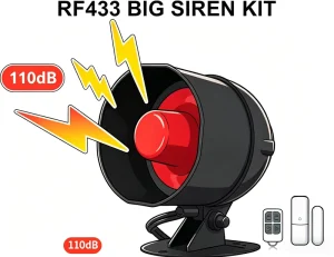 Tuya Smart WiFi ABS Waterproof Big Siren Kit with 110dB Voice Control Support RF433MHz Sensors and Remote Control