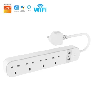Tuya Smart WiFi Power Strip UK Standard Electric Plug Extension Socket Outlet with USB Port for Alexa Google Home