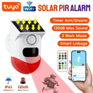 Tuya Smart WiFi Solar Outdoor Motion Detector Alarm Wireless 433MHz Waterproof Pet Immune Siren Sensor for Home PST CT80WH