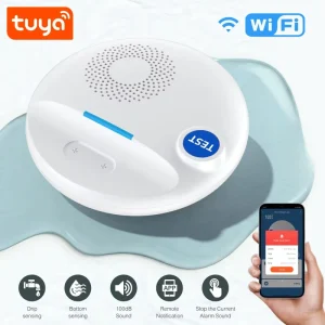 Tuya Smart WiFi Water Leak Sensor with App Alarm Dripping Ground Detection 10 20m Range ABS Material PST SW107W
