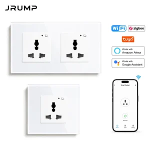 Tuya Smart WiFi Zigbee Wall Socket 16A UN /UK Standard Alexa Google Voice Control Tempered Glass Timer Remote APP Smart Home