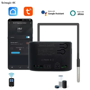 Tuya Switch With Temperature Sensor 1 Channel Wifi Module Smart Thermostat Data Monitoring Compatible Alexa Google Home