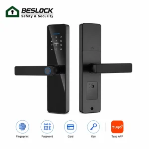 Tuya TTLock App Control Smart Door Lock with Fingerprint Password Card Keyless Entry Electronic Lock for Home Apartment Airbnb