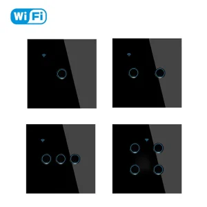 Tuya WIFI 4 Gang Touch Smart Inductive Switches Glass Panel Network Switches with APP Remote Control EU UK Standard