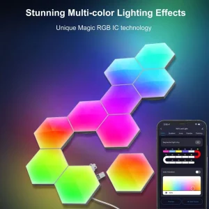 Tuya WIFI APP DIY RGB Quantums Light Smart Led Hexagonal Modular Touch Sensitive Lighting Remote Control Creative Night Light
