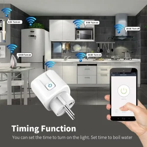 Tuya Wi-Fi Smart Socket16A with Battery Metering AI Voice Control for Mobile Phones European Plug Socket