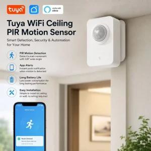 Tuya WiFi Ceiling PIR Motion Sensor 128° Human Body Detector Smart Life App Battery Powered for Smart Home Security