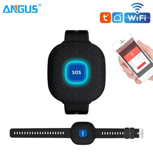 Tuya WiFi Elderly Caregiver Pager SOS Smart Bracelet Wireless 433MHZ Emergency Call Button with Phone Alert for Family Hospital