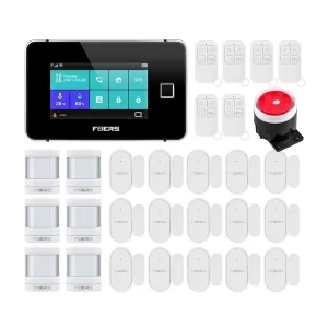 Tuya WiFi GSM Alarm Security System Touch Screen Temperature Humidity Display Fingerprint 433MHz Control Smart Home Alarm