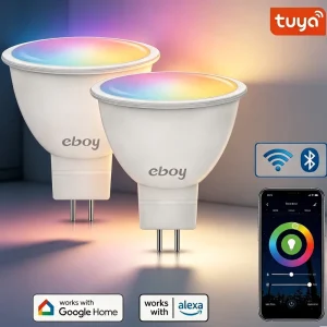 Tuya WiFi MR16 RGBCW Smart Spotlight 4W 300LM 12V AC/DC Dimmable LED Bulb with Alexa and Google Voice Control, ETL Indoor Lighting